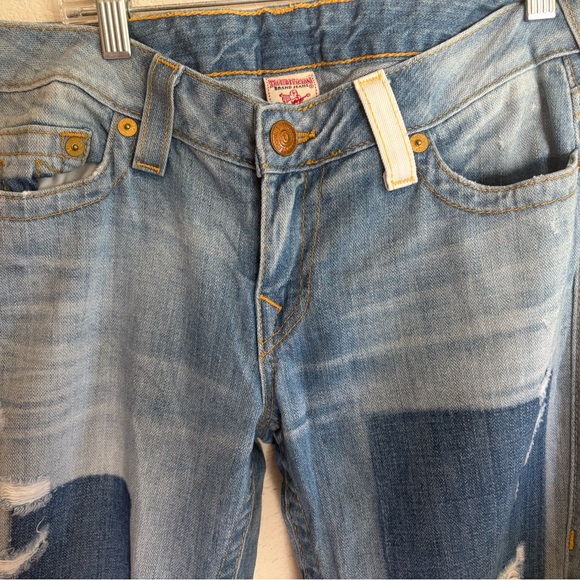 True Religion Carrie Blue Flare Patchwork Jeans - Picture 3 of 6